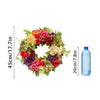 Artificial hydrangea wreath featuring mixed floral colors like red, pink, yellow, and purple for home decor