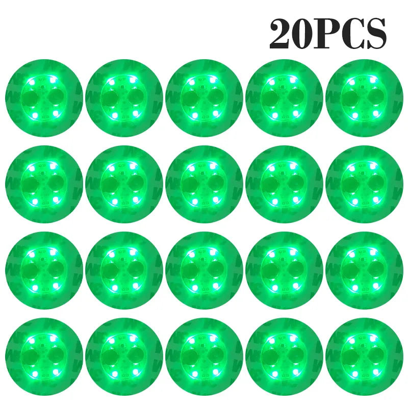 20 قاعدة أكواب من LED خضراء للزجاجات والديكور