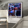 A poster featuring a stylized animatronic character in a security breach theme.
