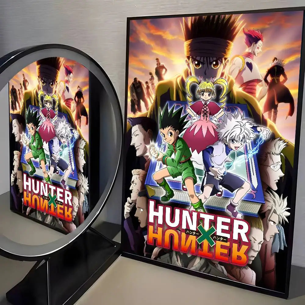 Canvas wall art featuring characters from Hunter x Hunter anime in a dynamic composition.