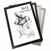 A black framed watercolor drawing of a woman's profile with her hand near her face on white paper.