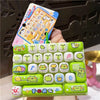 A set of green and white cartoon animal keycap fidget toys packaged in a plastic case.