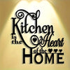 Black script text reads Kitchen is the Heart of the Home on a light background.