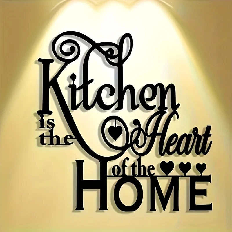 Black script text reads Kitchen is the Heart of the Home on a light background.