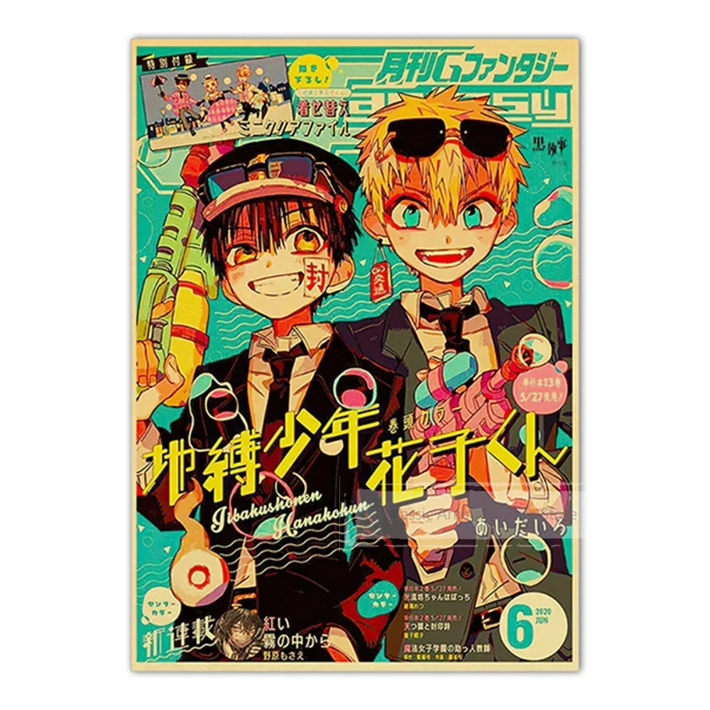 Anime Kraft Paper Posters featuring characters from JoJo, Jujutsu Kaisen, and Demon Slayer