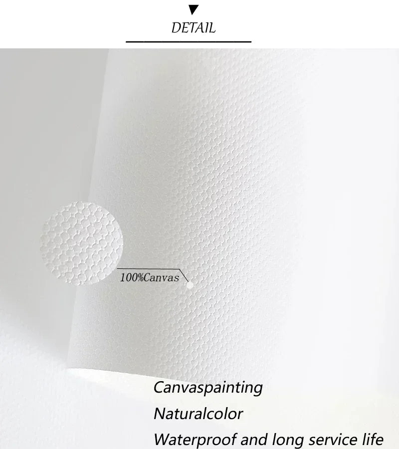 Detail view of a canvas painting showing natural color and waterproof quality.