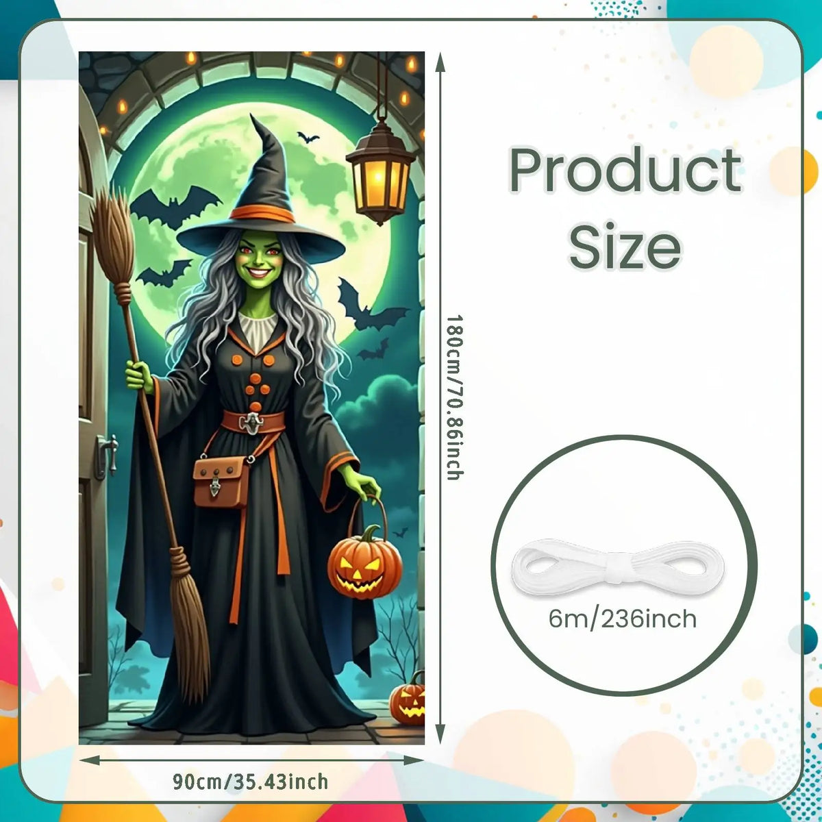 Large Halloween Witch Door Banner with Classic Spooky Design