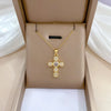 Gold Stainless Steel Crystal Cross Pendant Necklace