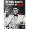 Impression de toile noir et blanc d'un portrait dramatique d'acteur, probablement du film Scarface, avec une expression inten