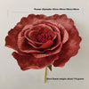 A deep reddish-brown velvet artificial peony flower with a large, layered bloom and green stem.