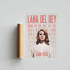 A poster featuring the text Lana Del Rey Born to Die to the Races Blue Jeans Video Games Dark Paradise and Born to Die on a l