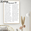 A canvas print featuring Psalm 91 scripture text on a light background.