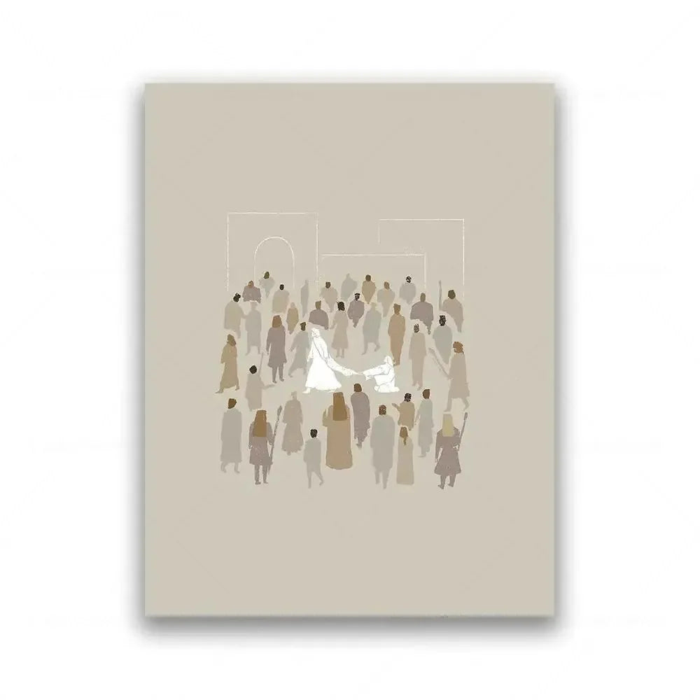Ilustración minimalista en línea de personas, incluyendo una novia y un novio, contra un fondo neutro.