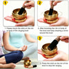 Three steps demonstrating how to use a handcrafted copper singing bowl for meditation and sound healing