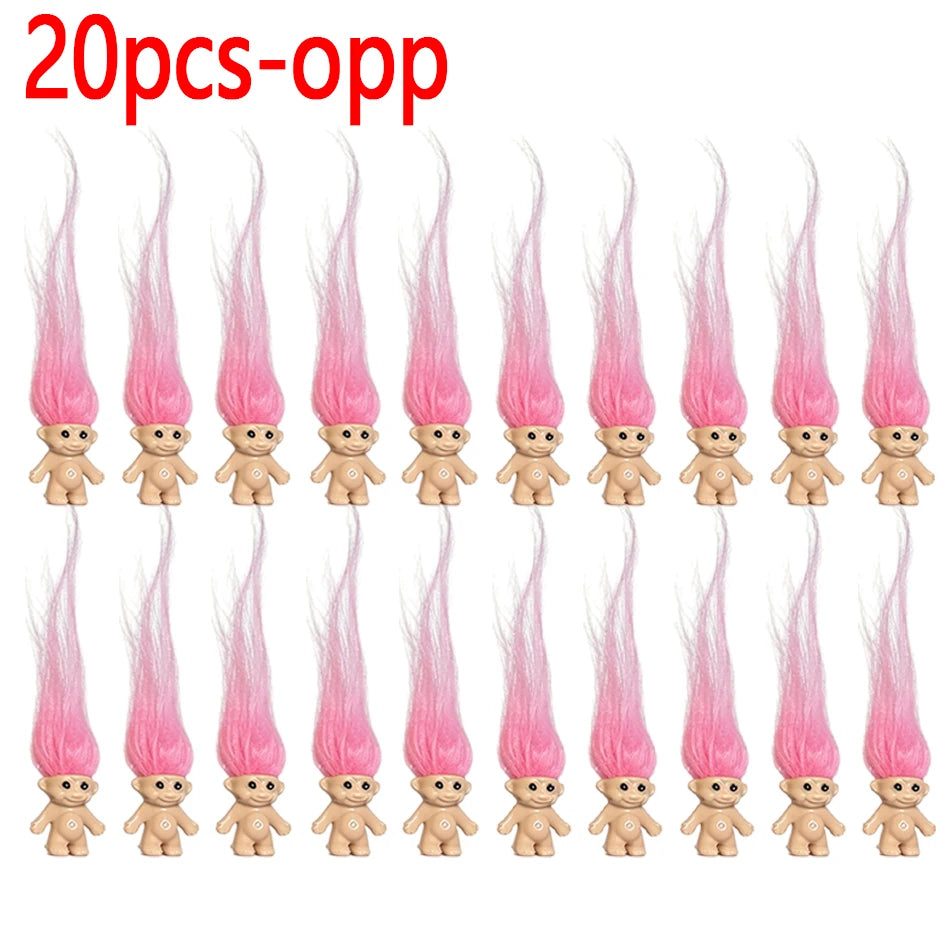 20 pieces of pink mini retro troll doll collectible figures