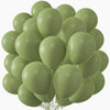 A bunch of light green latex balloons clustered together.