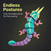 A fully bendable, multi-colored 3D printed chameleon fidget toy with endless postures.
