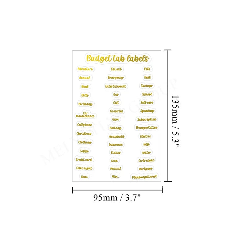 Transparent PET Index Tab Stickers with Hot Stamping – Monthly & Budget Organizers