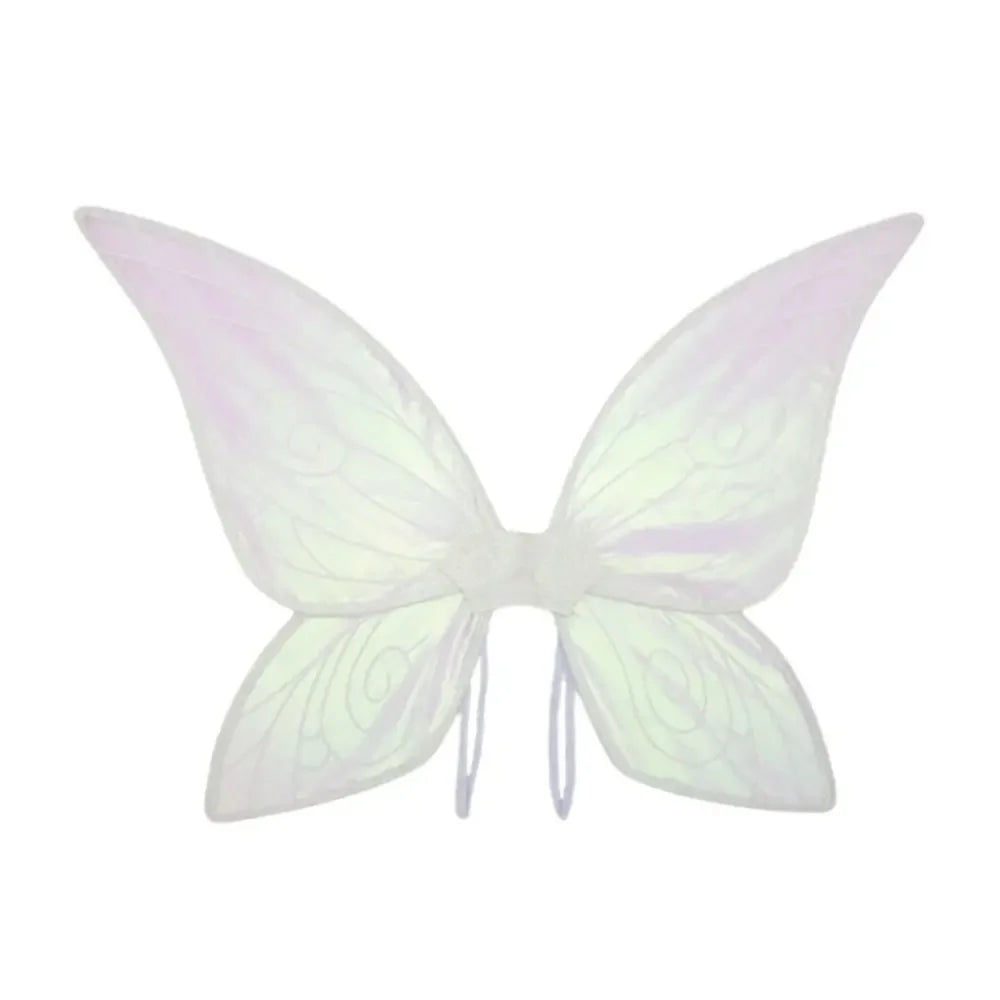 Pair of translucent white fairy wings with delicate floral patterns