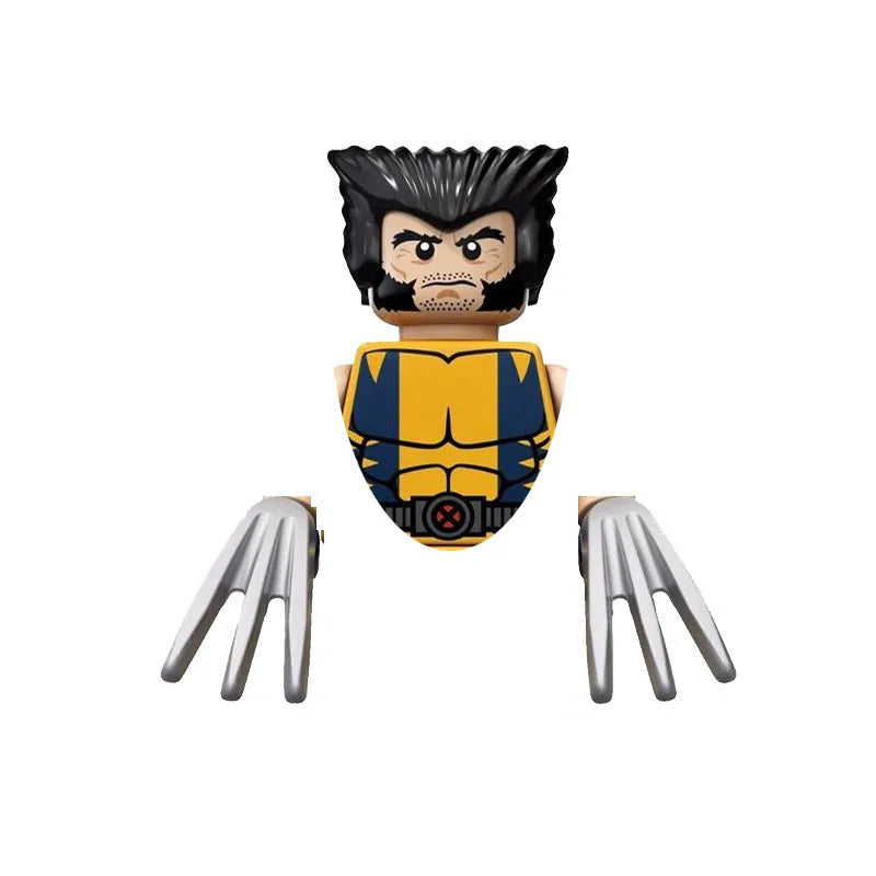 Building blocks set featuring a figure resembling a horror movie icon with dark hair and an intense expression.