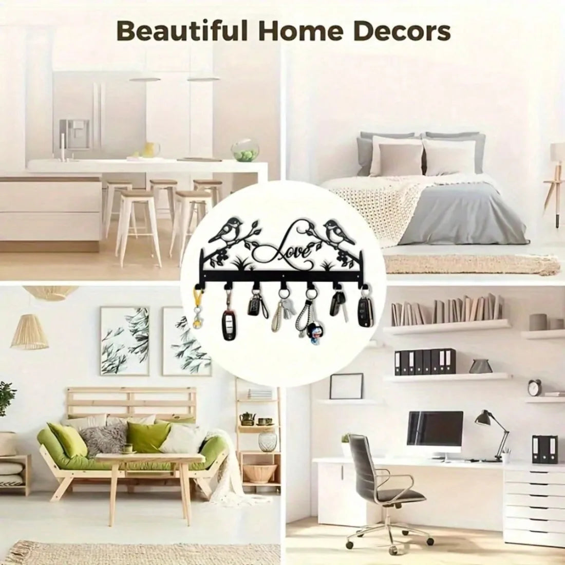 Bird Shaped Wall Hook Key Holder – Rust-Proof Metal Organizer for Keys & Jewelry