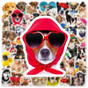 A collage of various dog faces and breeds in meme sticker style