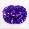 A sphere of vivid purple iridescent tinsel pom poms with a comfortable handle.