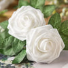 White foam rose flower heads used for weddings and DIY crafts