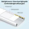 Side light source and three-layer light guide components for a comfortable, glare-free light.