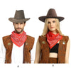 A and B show a classic cowboy costume set including a hat, vest, and scarf.