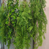 Artificial hanging ivy vine with green leaves and brown stems used for home and event decor