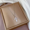 Gold Stainless Steel Crystal Cross Pendant Necklace