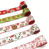 Red and green candy cane patterned burlap ribbon with wired edges for crafting and wrapping