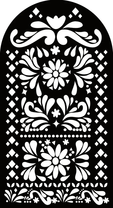 Black silhouette floral pattern design for a festival style elastic backdrop