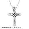 Stainless steel cross necklace pendant with a chain, featuring a detailed design for faith.