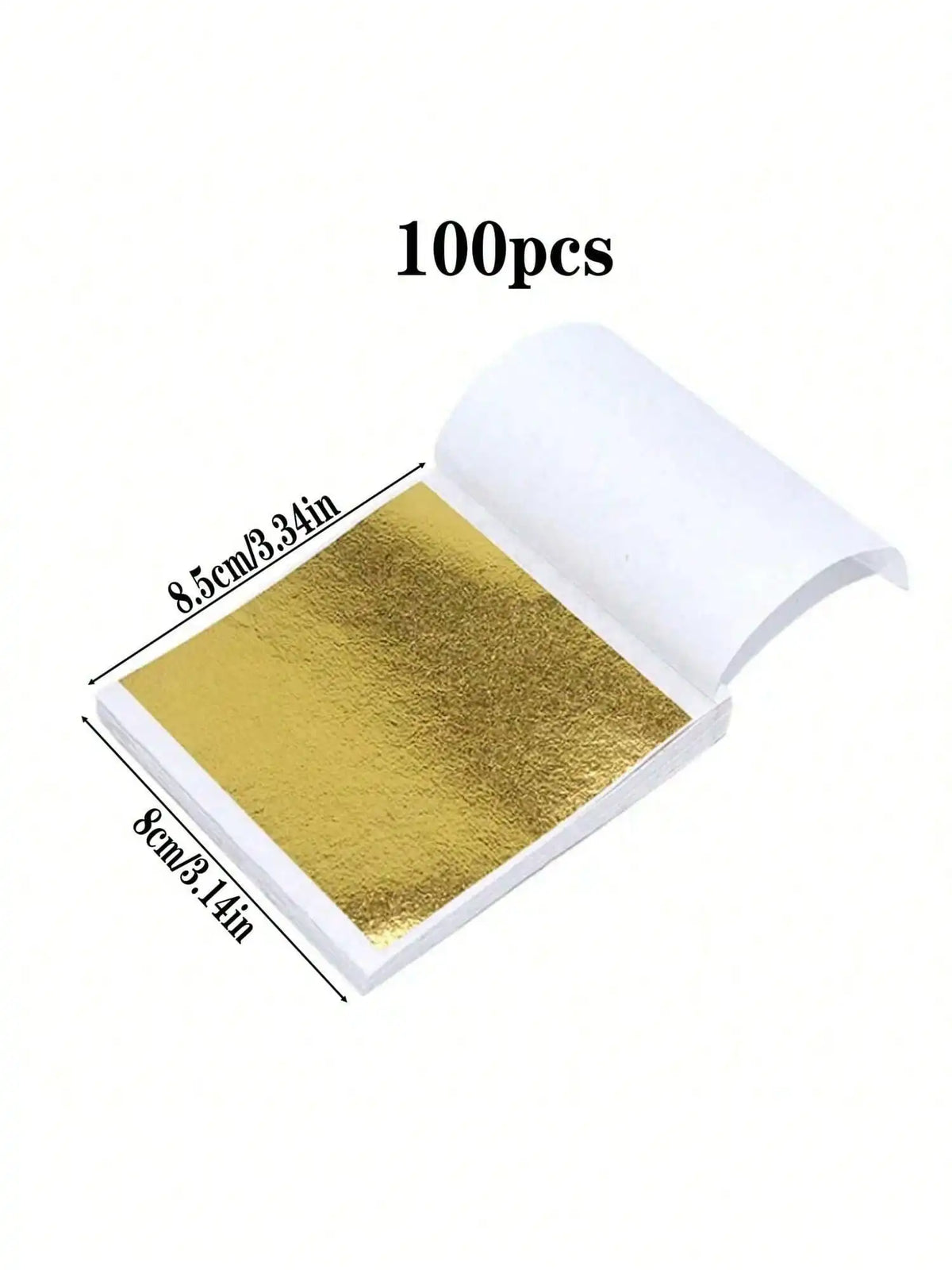A sheet of edible gold leaf flakes for baking and cake decoration shown in an open white package.