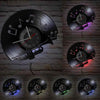 A set of vintage vinyl record wall clocks with silent quartz movement displayed against a brick background.