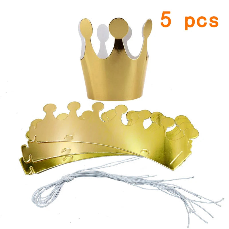 Happy Birthday Paper Party Hats – Prince & Princess Crowns for Kids and Adults