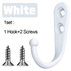 White wall hook set including one hook and two screws for hanging items