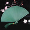 Traditional Bamboo Folding Fan with Solid Color Design