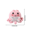 Handmade crochet positive octopus doll in pink with an inspirational slogan pocket