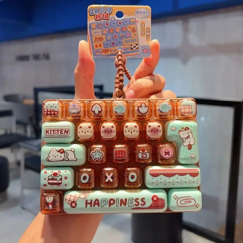 Giant Keycap Fidget Clicker Keychain Set