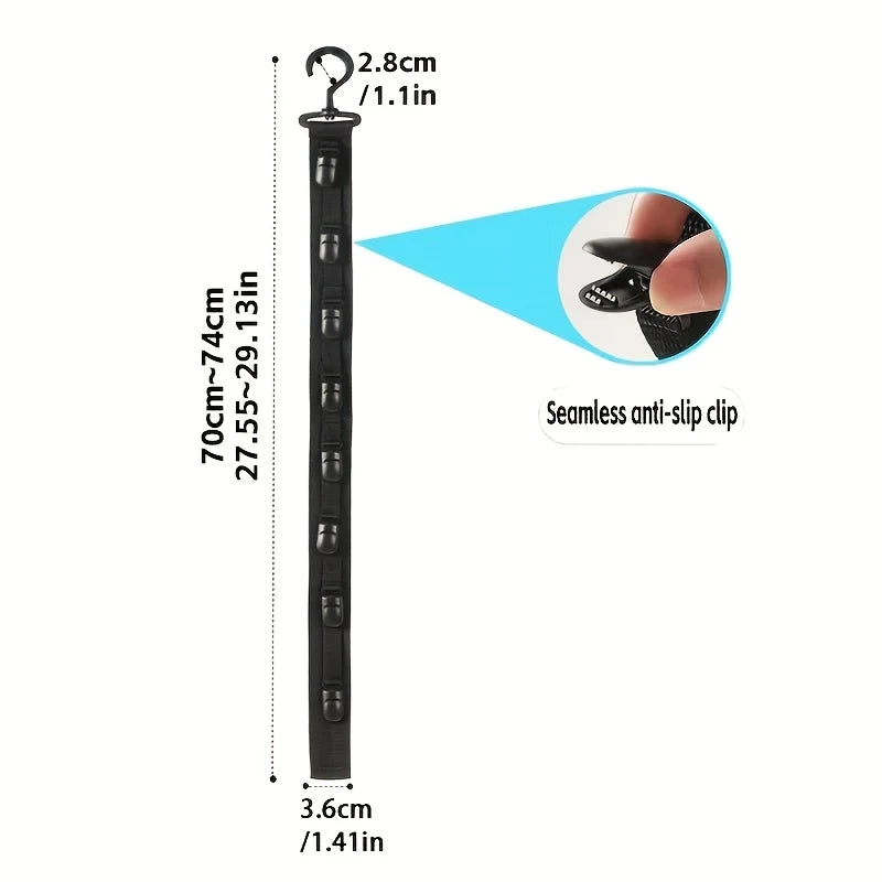 Black multilayer hat organizer rack with a 70cm length and a 3.6cm diameter, featuring a seamless anti-slip clip.