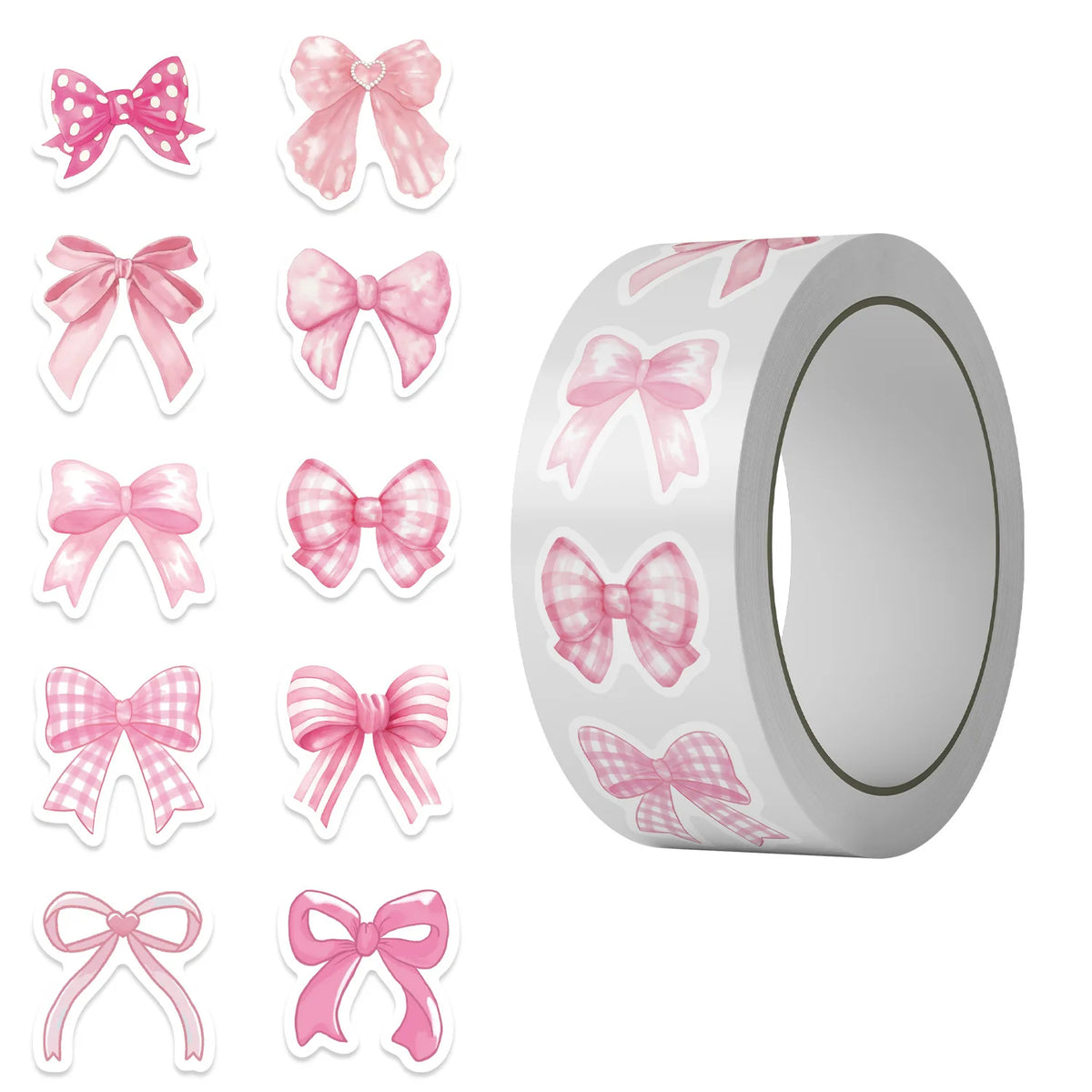 A set of pink decorative bow stickers and envelopes for rewards