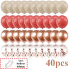 Ein Set von 40 matten Latexballons in verschiedenen Rosa- und Nude-Tönen mit einer Rolle Schleifgummi.