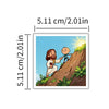 A sticker pack featuring an illustration of Jesus climbing a hillside under a bright sun.