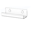 Clear acrylic floating shelf for vinyl records or albums.