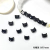 A string of black cat head glass beads for jewelry making, 7mm size.