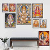 A collection of canvas art prints featuring deities like Ganesha, Shiva, and Parvati in vibrant colors.
