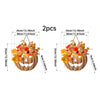 Un ensemble de deux porte-clés décoratifs en plastique de citrouilles avec des feuilles d'automne et des lumières.